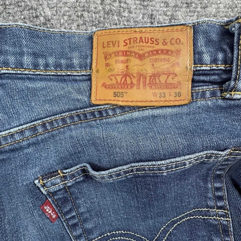 Levi's 505 Jeans Men 32x28.5 Blue‎ Straight Distressed Faded Streetwear Workwear